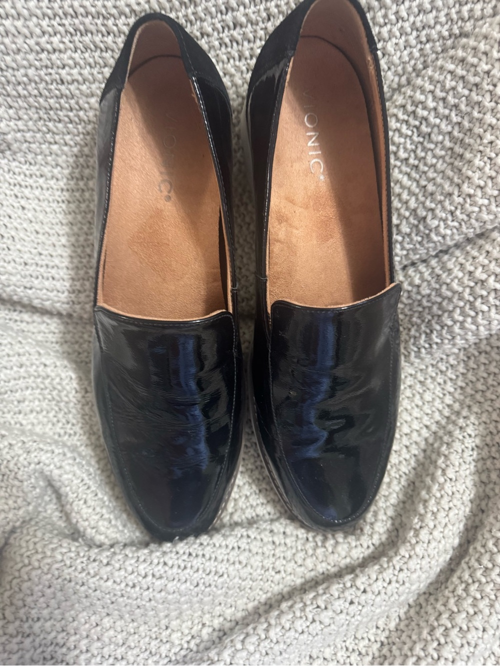 Vionic Black Patent Slip-On‎ Loafers